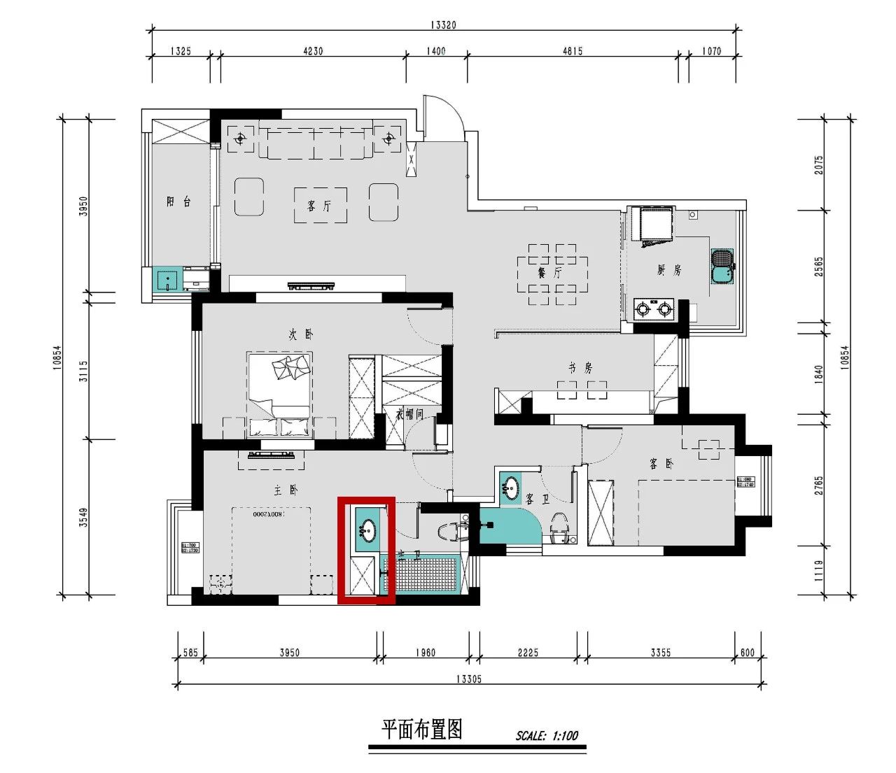 南京聚宝山庄137平米现代风格装修  年轻人的婚房可以这样装修13平面布置图