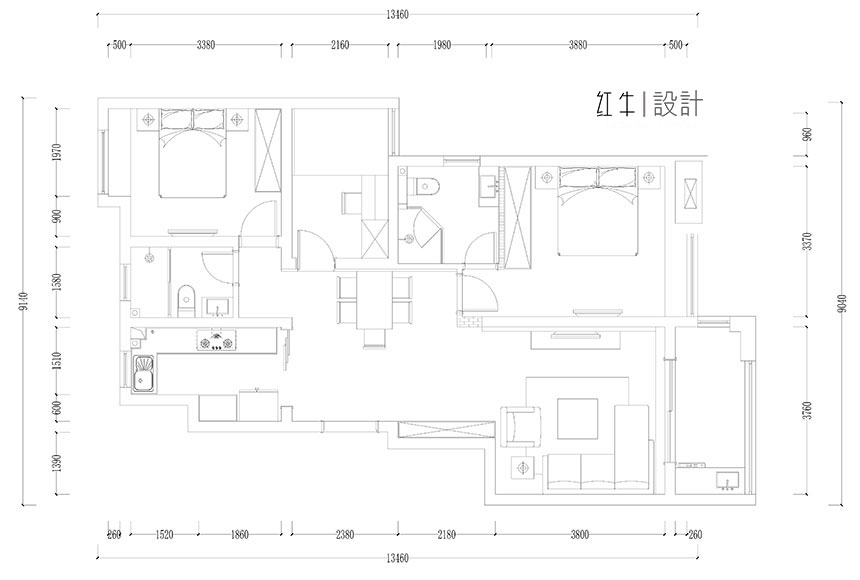 水印860x580_余玮_南京市浦口区融侨观邸106㎡现代风格装修_平面图