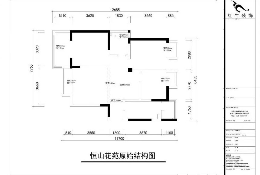 南京恒山花苑106㎡简欧风格--静享优雅生活03恒山花苑原始结构图