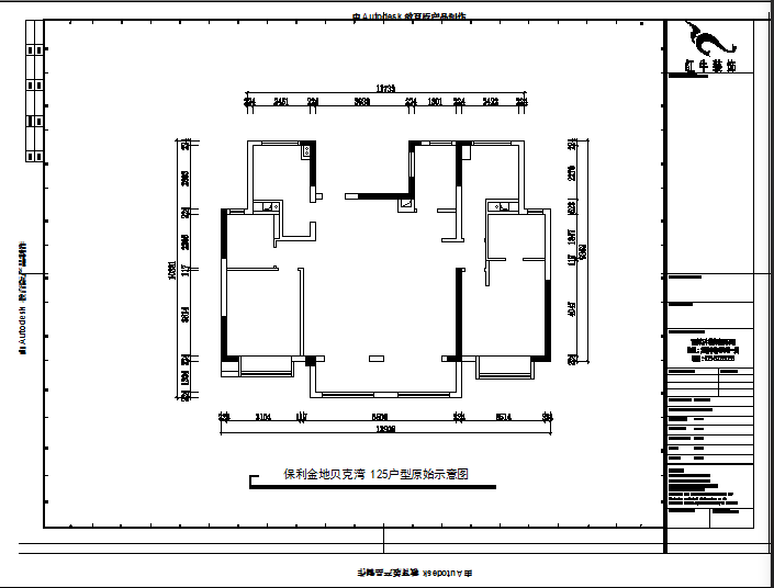 魏利利_红牛设计--保利金地贝克湾125㎡美式风格02户型分析_125户型原始示意图