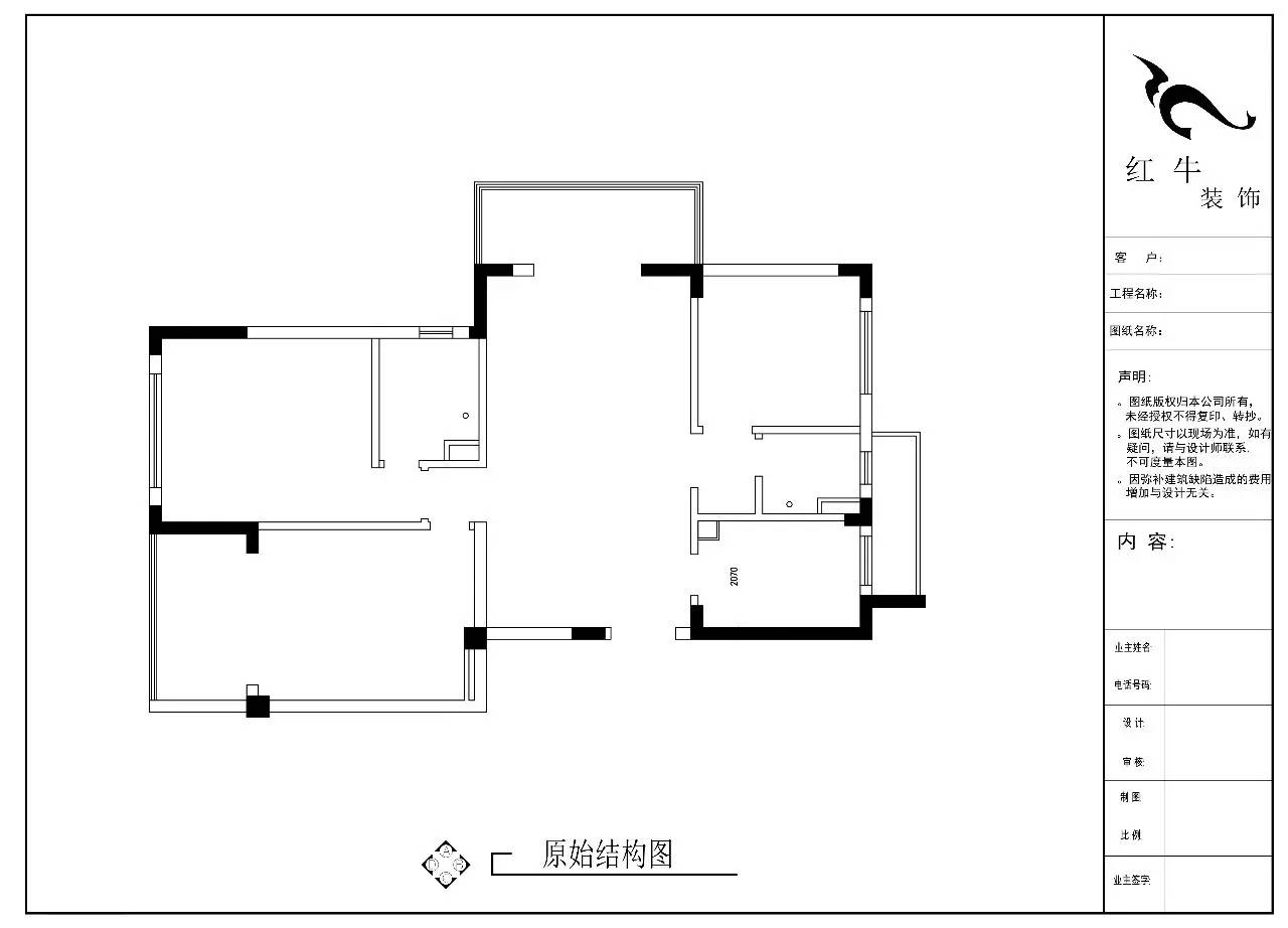 成品家一号_紫金华府108㎡简约现代风14原始结构图