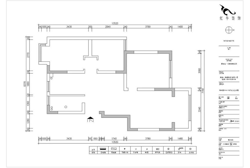 朱明琪_禧和苑89㎡北欧风格--经典小三房设计02户型图_原始结构图860x580