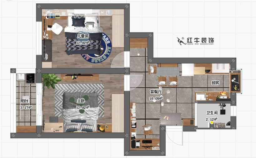 陶阳_小火瓦巷20号3-2-504-63㎡-现代轻奢风格_平面图