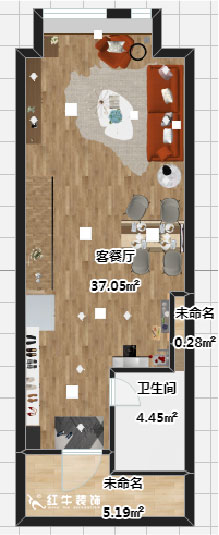 吴波_明发银河城1-407-40㎡挑高-现代风格00彩平图