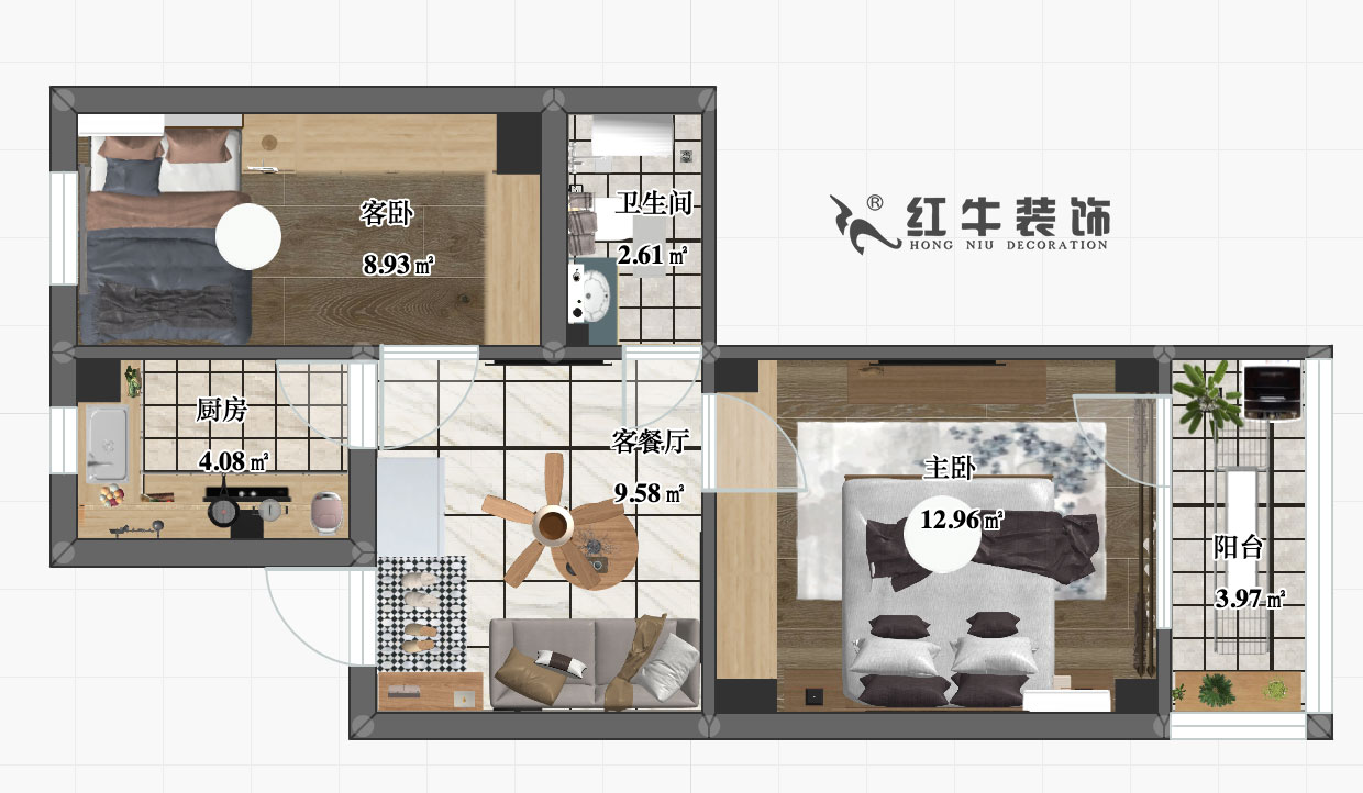 张桐玮_泰仓巷8号203室-47㎡-北欧风格00彩平图