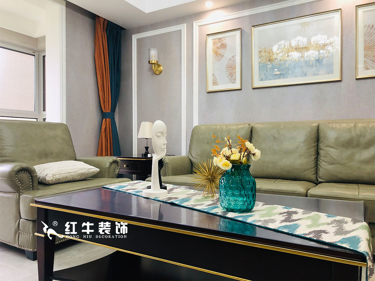 【实景案例】张智猿_紫金未来城-140㎡-美式轻奢风格_全包20万04沙发背景