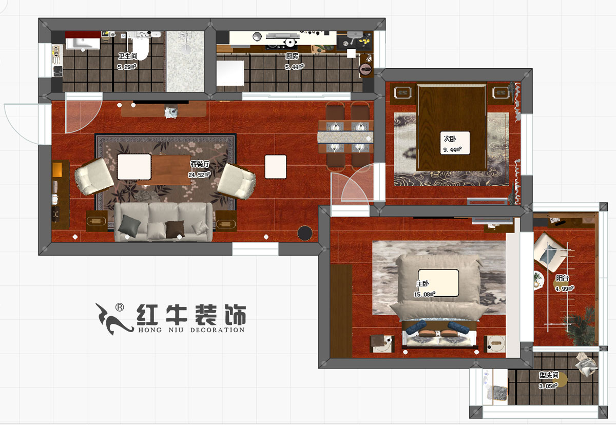 贾庭_宏鹰花园5-202-87㎡-现代中式风格00彩平图