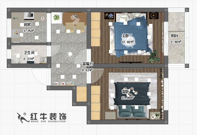 房亮_西家大塘18-301-60㎡-简约风格00彩平图