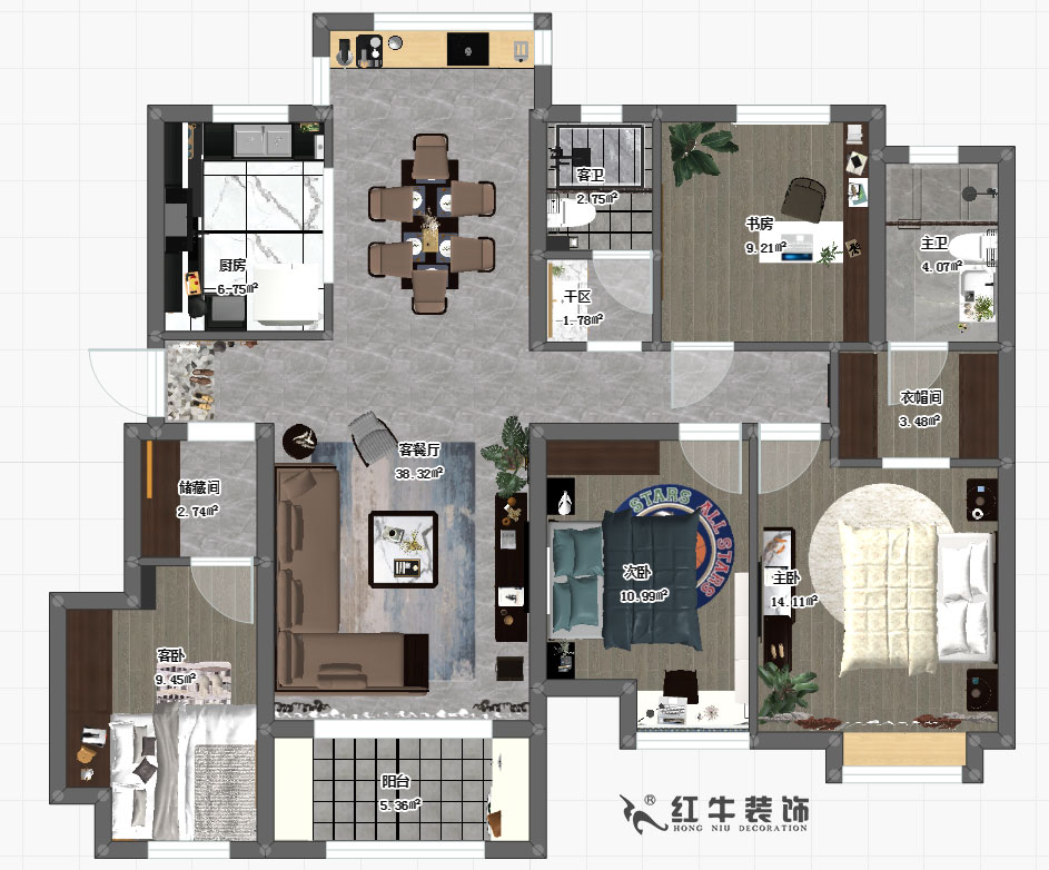 张桐玮_电建洺悦府6-103-130㎡-现代简约风格_3室2卫_定制家￥17