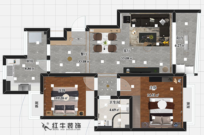 张智猿_聚宝山庄杜英街区10-802-90㎡-轻奢风格00彩平图