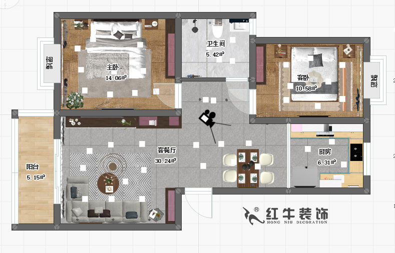 房亮_天润城6街区6-106-89㎡-简约风格_2室2厅1卫_定制家￥11