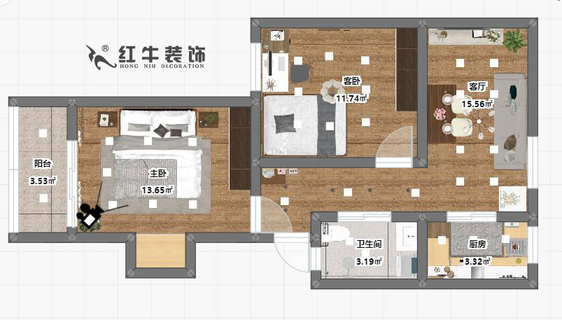 魏明花_西华东村11-3-605-60㎡-简约风格00彩平图