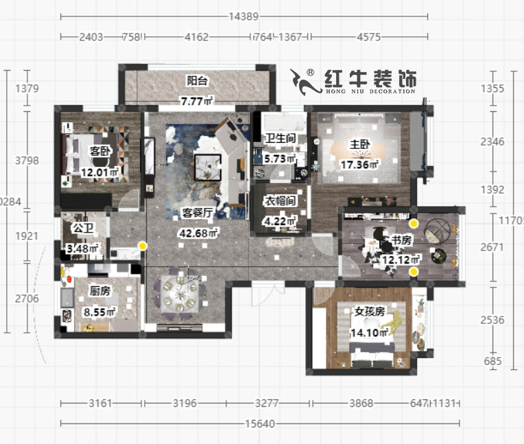 顾娟_新亭兰苑1-604-148㎡-现代风格_4室2厅2卫（老房装修）_定制家￥165000_全包21万00彩平图