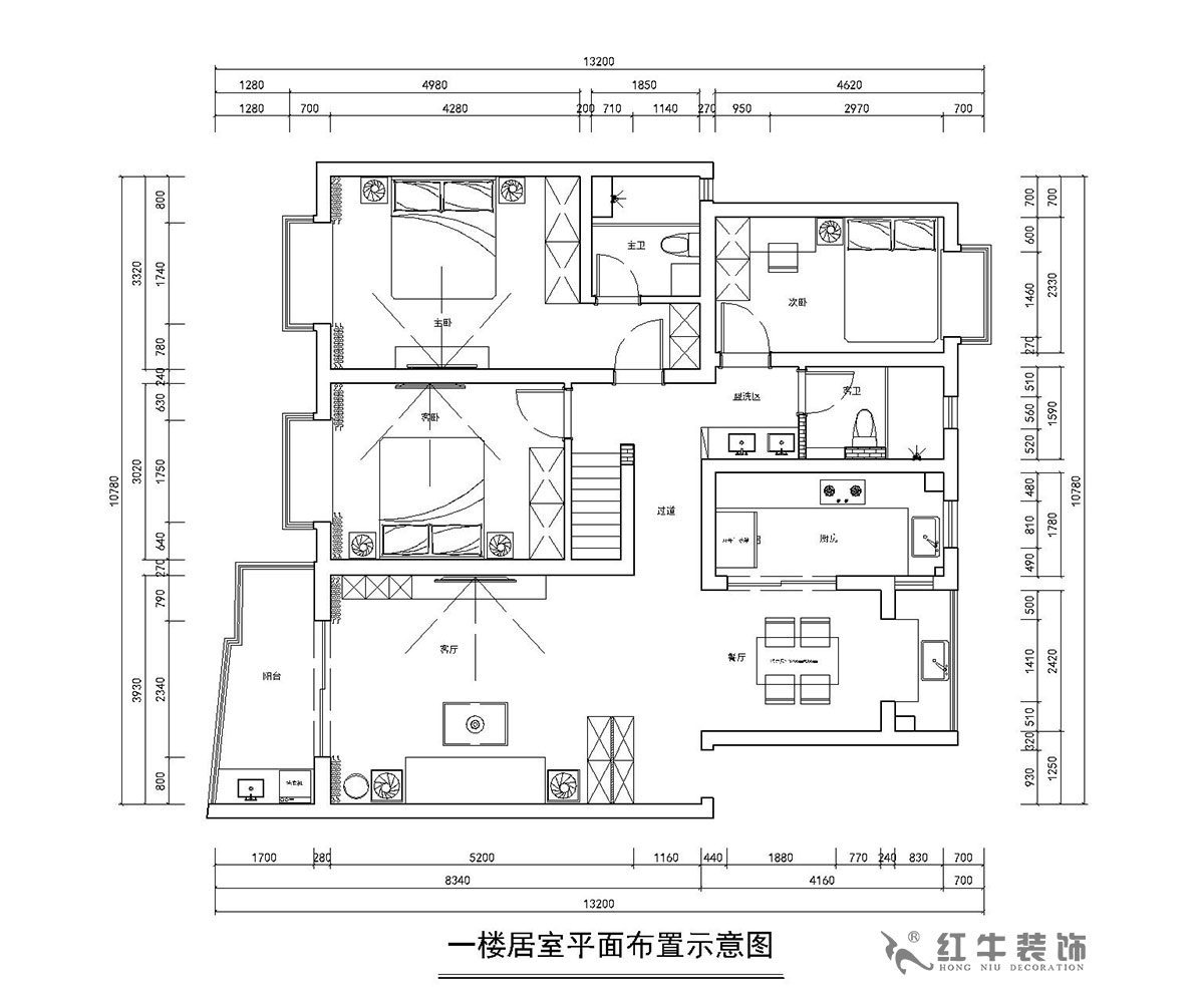 房亮_枫丹白露21-102-125㎡-现代简约风格_3室2厅2卫（老房装修）_定制家￥214554_全包22万00_02平面布置图