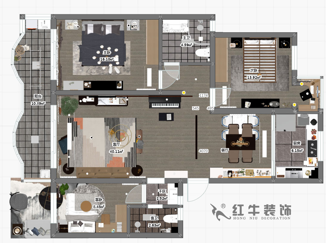 仇美蓉_半山花园4-2-304-125㎡-现代风格_3室2厅2卫（老房装修）_定制家￥184867_全包18