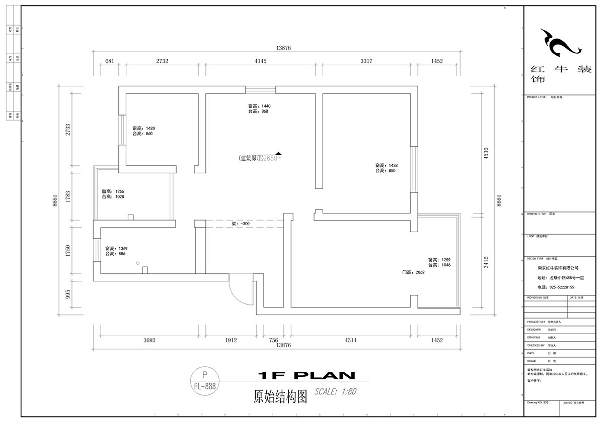 顾娟_怡居园5-19-302-102㎡-现代风格_3室2厅1卫（老房装修）_定制家￥130000_全包13万00_01原始结构图