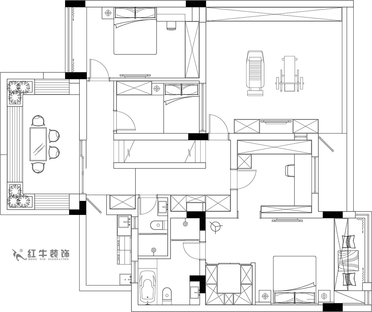 【实景案例】余玮_栖园-200㎡-轻奢风格_4室3厅3卫（新房装修）_全包35万00_04二楼作为休息区和工作区