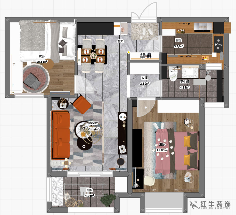 刘萍萍_旭日爱上城5区3-2405-90㎡-轻奢风格_2室2厅1卫（老房装修）_定制家￥124010_全包12