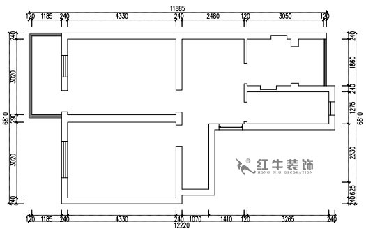 张桐玮_武定新村41-402-60㎡-简欧风格_2室1厅1卫（老房装修）_定制家￥83500_全包10万00_01原始结构图