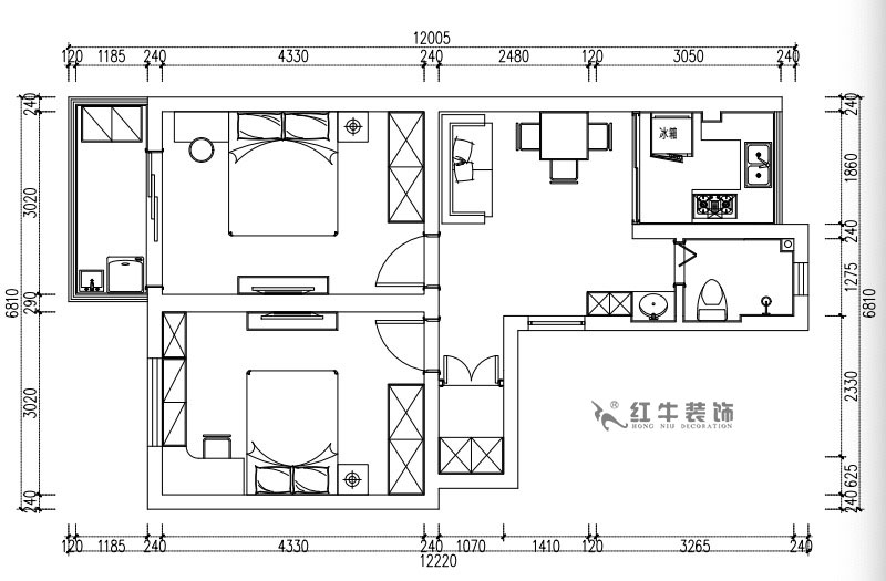 张桐玮_武定新村41-402-60㎡-简欧风格_2室1厅1卫（老房装修）_定制家￥83500_全包10万00_02平面布置图