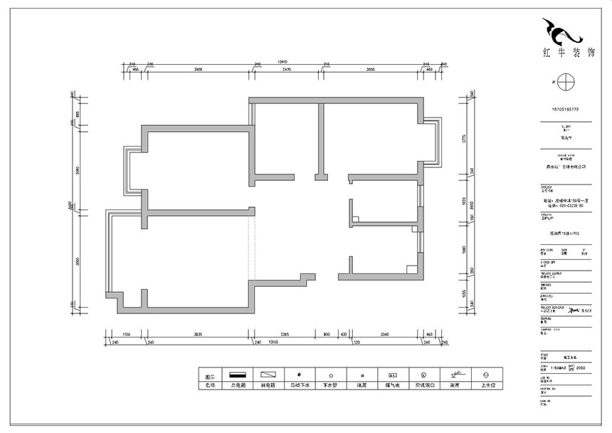 朱明琪_双和园15-1-702-95㎡-简美风格_3室2厅1卫（老房装修）_成品家￥128088_全包13万00_01原始结构图