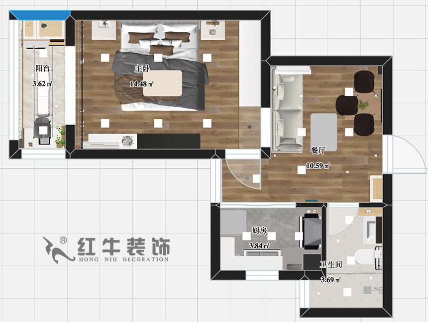 张智猿_银龙四期11栋2-706-42㎡-现代简约风格_1室1厅1卫（老房装修）_定制家￥79453_全包8万00_03彩平图