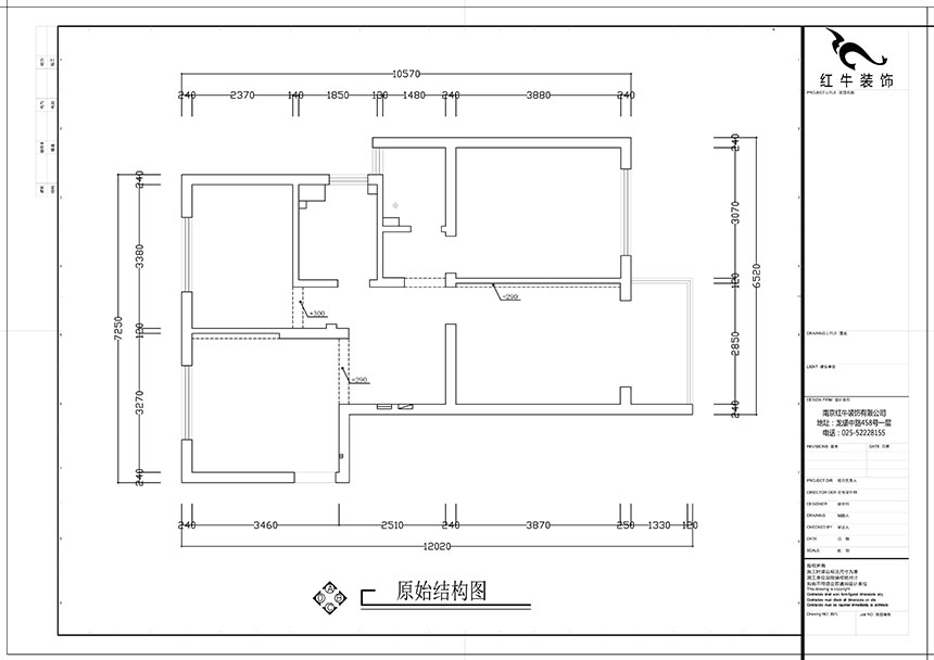 张智猿｜盛和家园南区6-1-1301-80㎡-现代简约风格｜3室2厅1卫｜老房装修｜定制家￥106397｜全包11万｜00_01原始结构图