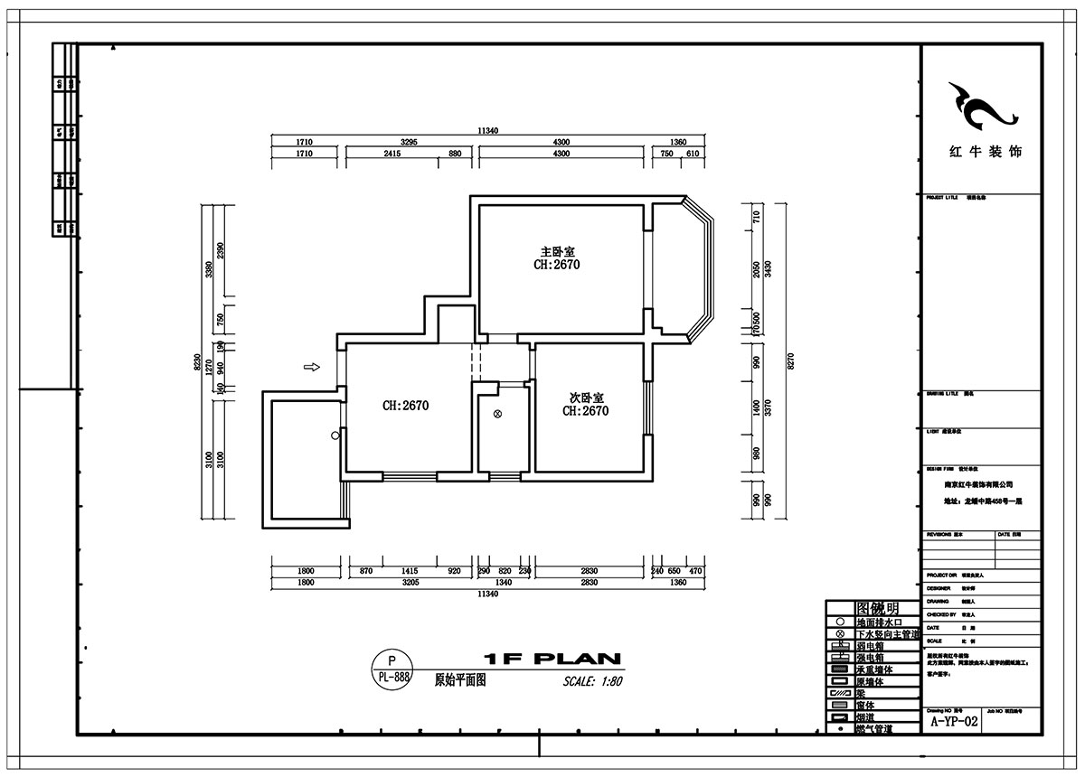 高灵慧｜卫岗西路12号1-303-75㎡-北欧风格｜2室1厅1卫｜老房装修｜定制家￥78695｜全包8万｜00_01原始结构图