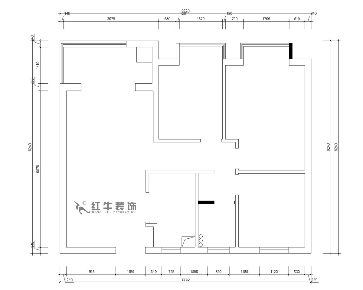 朱明琪｜仙林国际J-1802-95㎡-现代简约风格｜3室2厅1卫｜新房装修｜成品家￥131929｜全包13万｜00_01原始结构图