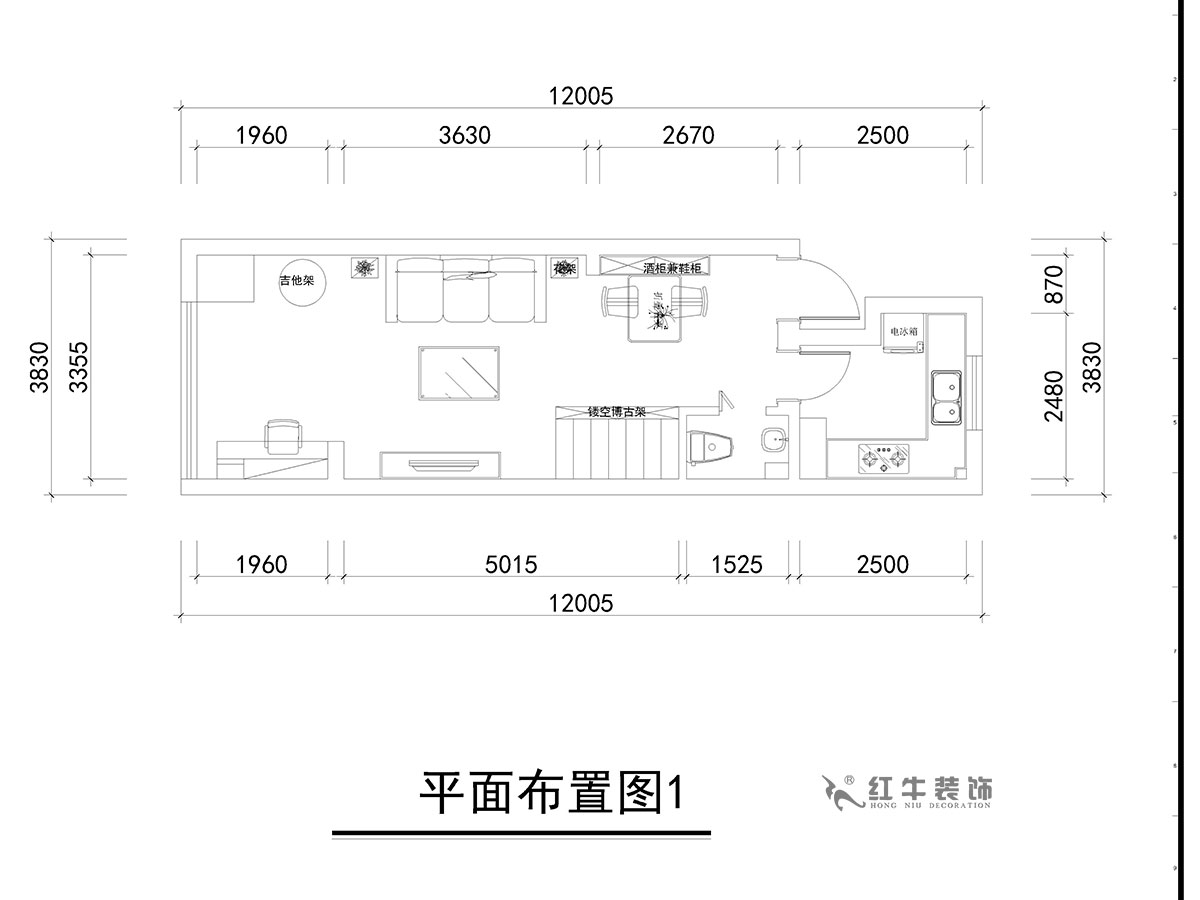 朱彦｜万科金色里程8-706-70㎡-简欧风格｜复式35+35㎡｜2室2厅1卫｜定制家￥120000｜全包12万｜00_03平面布置图1