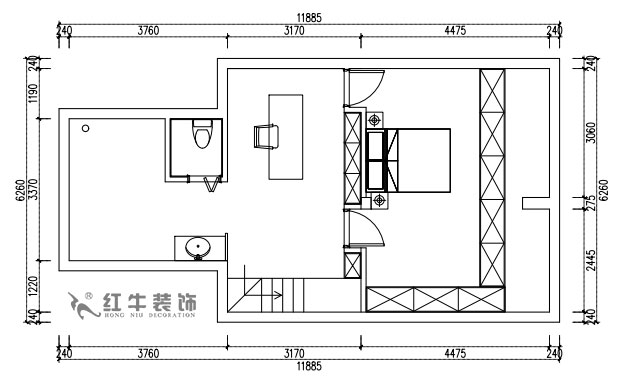 张桐玮｜雨花村19-701-110㎡-现代简约风格｜3室2厅1卫｜新房装修｜定制家￥124244｜全包12万｜00_04二层平面方案