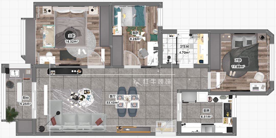 高灵慧｜枫情水岸15-904-112㎡-北欧风格｜3室1厅1卫｜新房装修｜定制家￥153000｜全包15