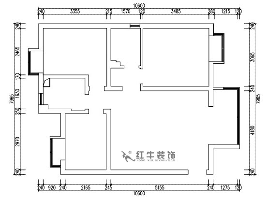 张桐玮｜江雁依山郡23-901-76㎡-现代简约风格｜3室1厅1卫｜旧房改造｜定制家￥93180｜全包10万｜00_01原始结构图