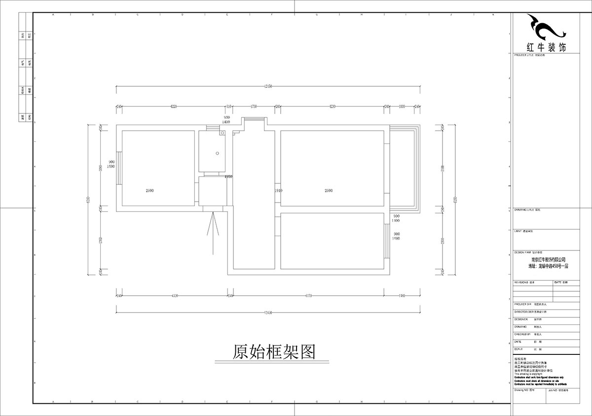 孟宪涛｜张府园小区20号202室-70㎡-简约风格｜2室1厅1卫｜老房装修｜定制家￥95000｜全包12万｜00_01原始框架图