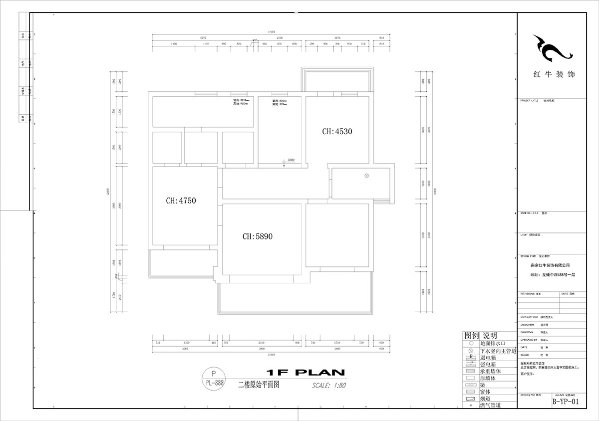 刘小勇｜郦湖美墅90-102-190㎡-现代风格｜4室2厅3卫｜新房装修｜定制家￥288000｜全包33万｜00_02二楼原始结构图