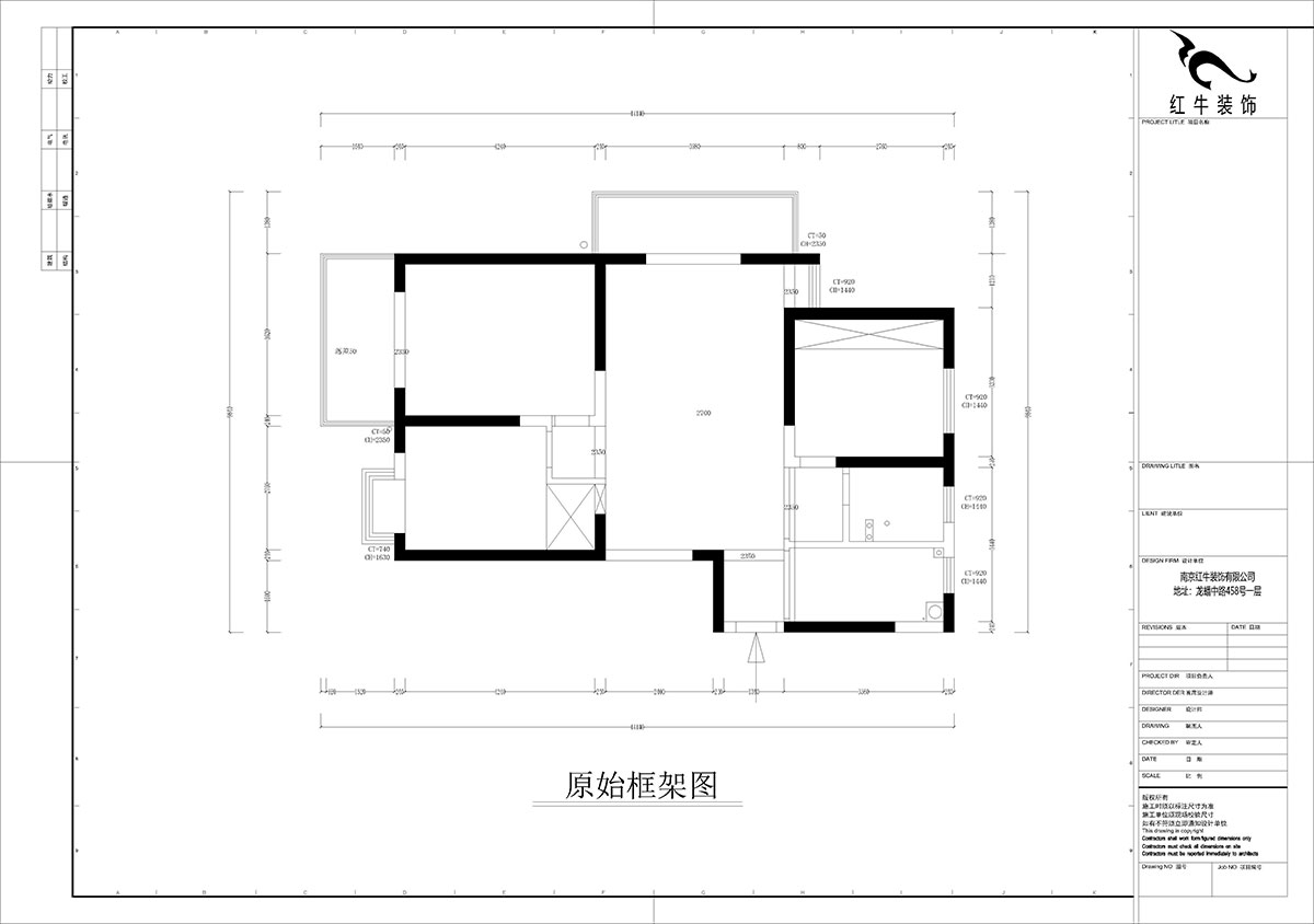 孟宪涛｜七彩星城2-2406-120㎡-简约风格｜3室1厅1卫｜老房装修｜定制家￥160000｜全包16万｜00_01原始框架图