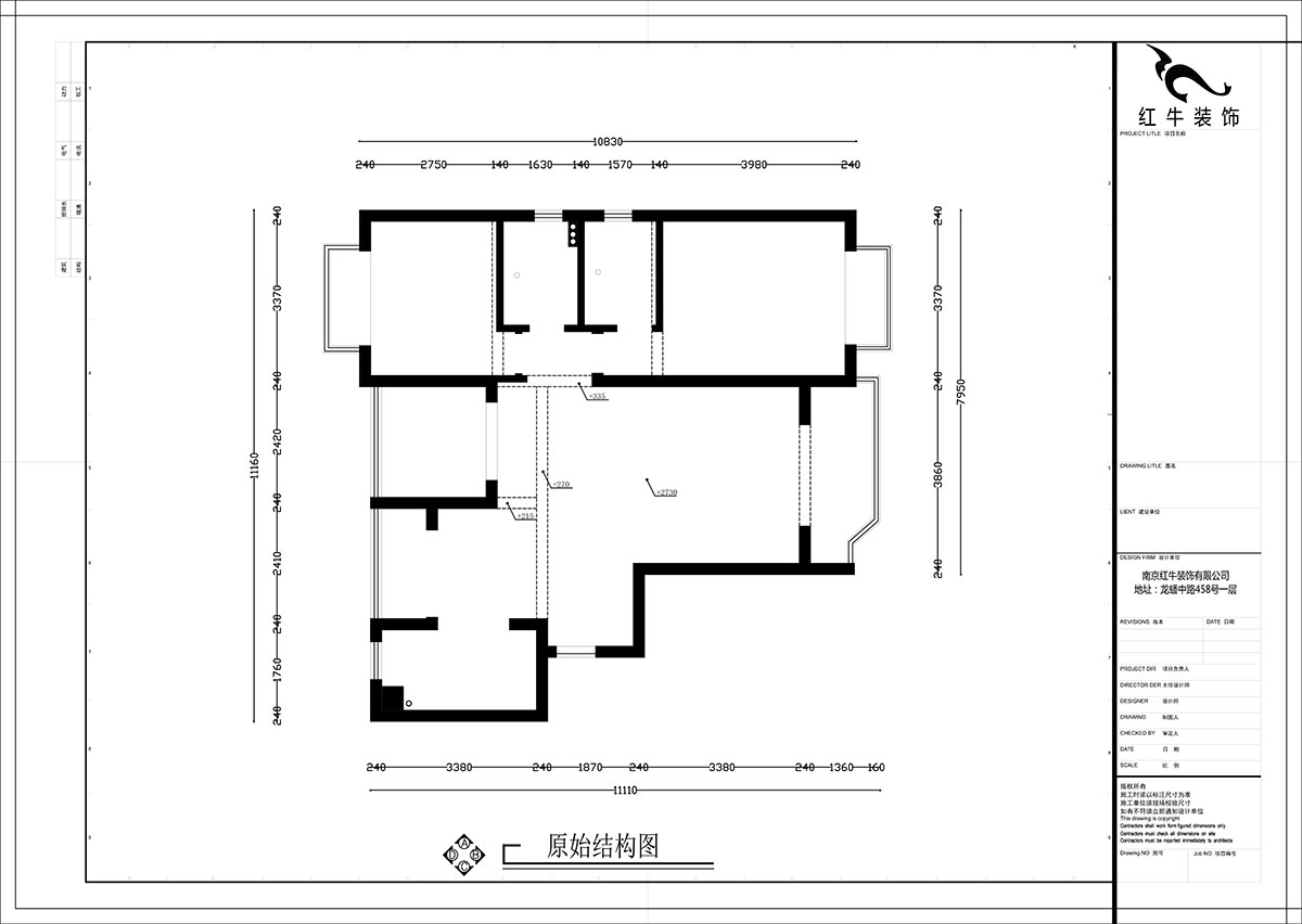 【实景案例】张智猿｜金域华府-120㎡-简约风格｜3室1厅2卫｜老房装修｜定制家｜全包16万｜00_01原始结构图