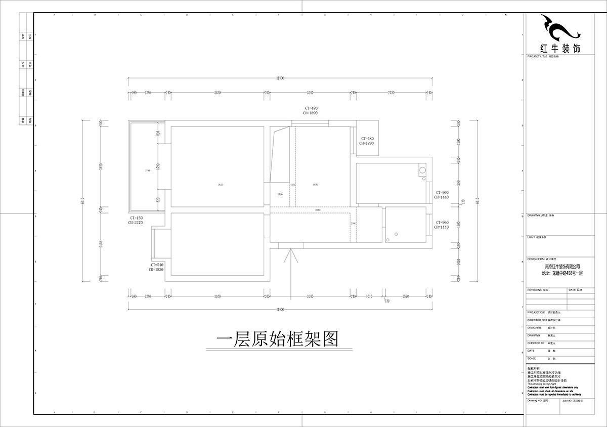 孟宪涛｜尧顺佳园2期60-606-72㎡-简约风格｜3室1厅1卫｜新房装修｜定制家｜全包11万｜00_01一层原始框架图