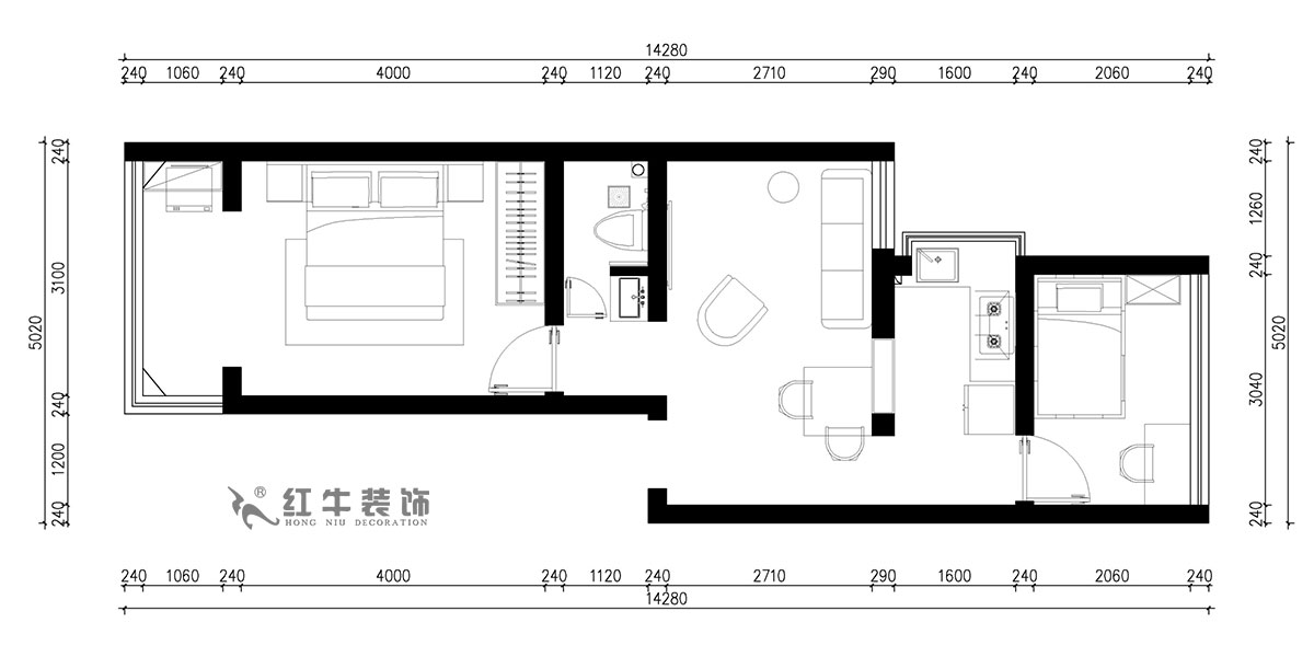 朱明琪｜富贵里3-乙单元-601-55㎡-现代简约风格｜2室2厅1卫｜老房装修｜定制家｜全包14