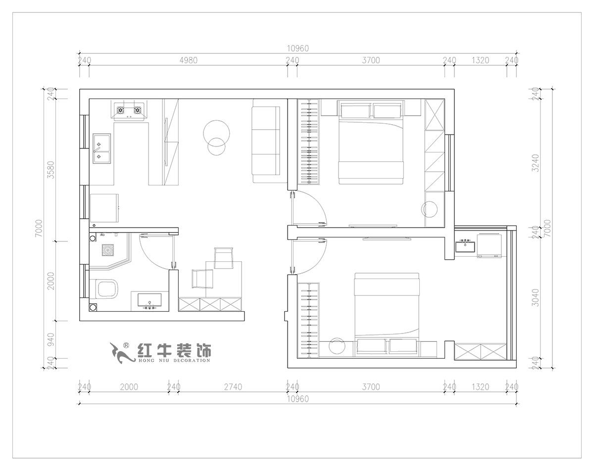 朱明琪｜旭光里57-4-407-69㎡-现代简约风格｜2室2厅1卫｜老房翻新｜定制家￥113520｜全包11万｜00_02平面布置图