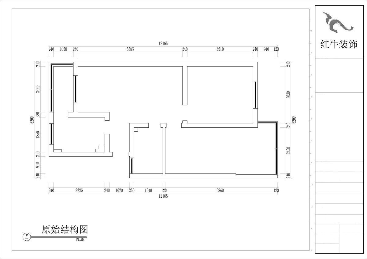 张桐玮｜四方新村七村2-405-85㎡-现代简约风格｜3室1厅1卫｜毛坯装修｜定制家｜全包10万｜00_01原始结构图