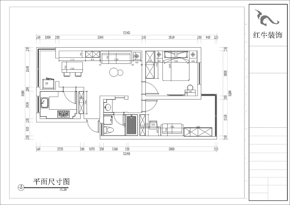 张桐玮｜四方新村七村2-405-85㎡-现代简约风格｜3室1厅1卫｜毛坯装修｜定制家｜全包10万｜00_03平面尺寸图