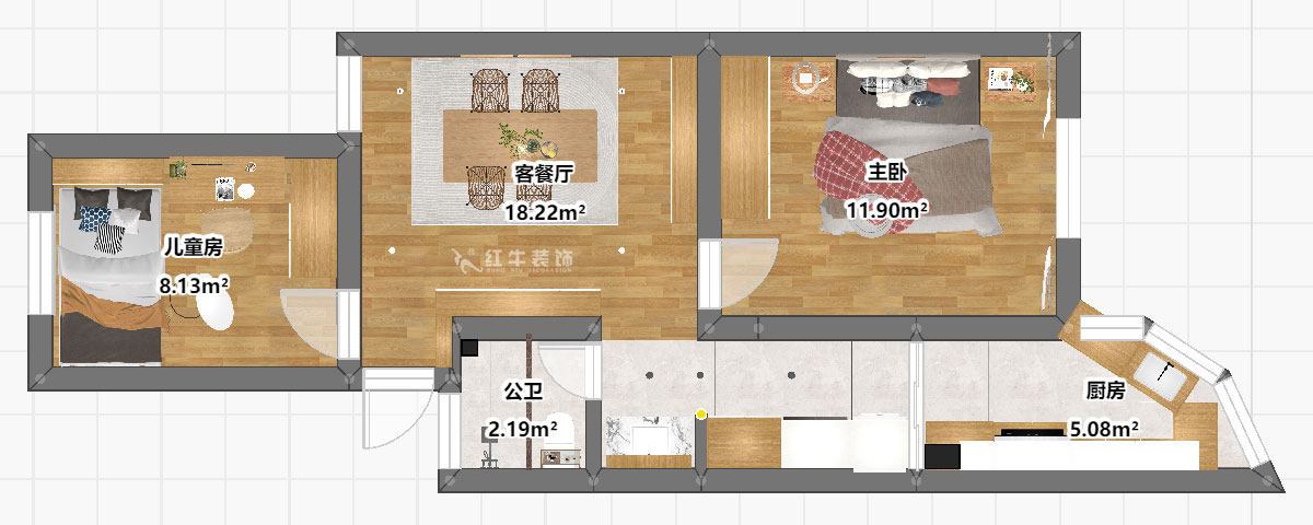 刘晓芳｜虹苑新寓二村4-5-210-60㎡-北欧风格｜2室2厅1卫｜老房装修｜定制家｜全包8