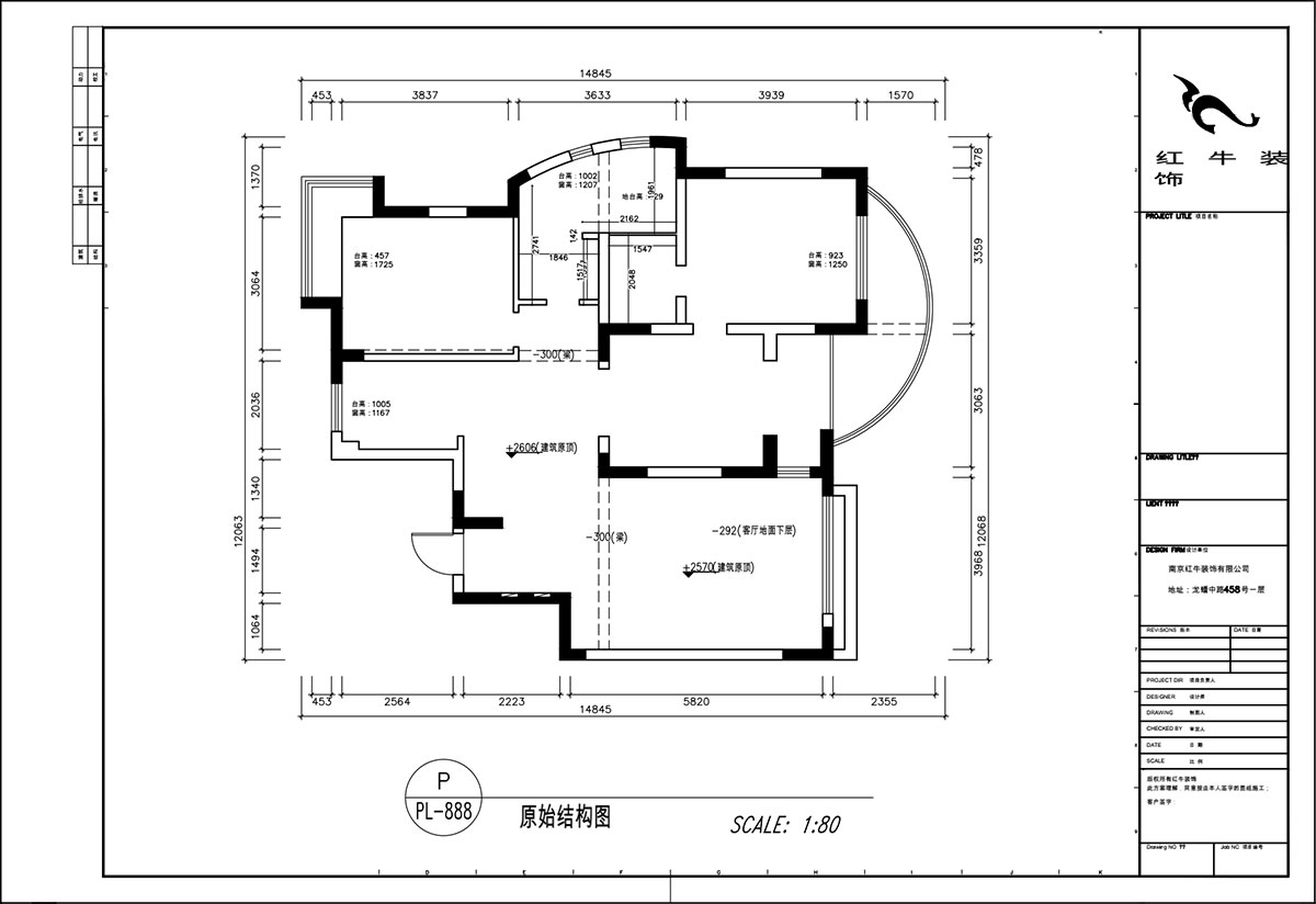 顾娟｜翠岛花城荷田苑6-101-135㎡-现代简约风格｜3室2厅2卫｜旧房装修｜定制家｜全包19万｜00_01原始结构图