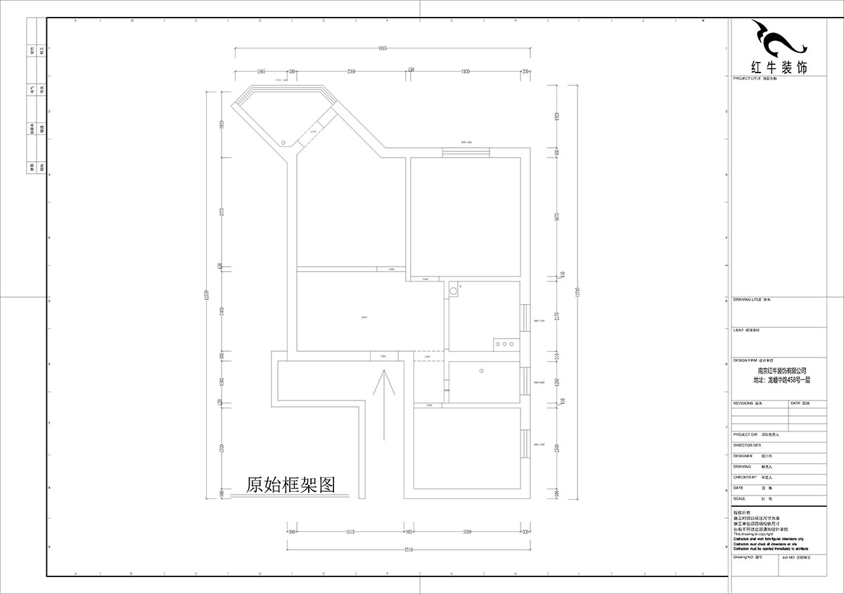 孟宪涛｜北门桥10号1508室-85㎡-现代简约风格｜2室2厅1卫｜老房装修｜定制家｜全包12万｜00_01原始框架图