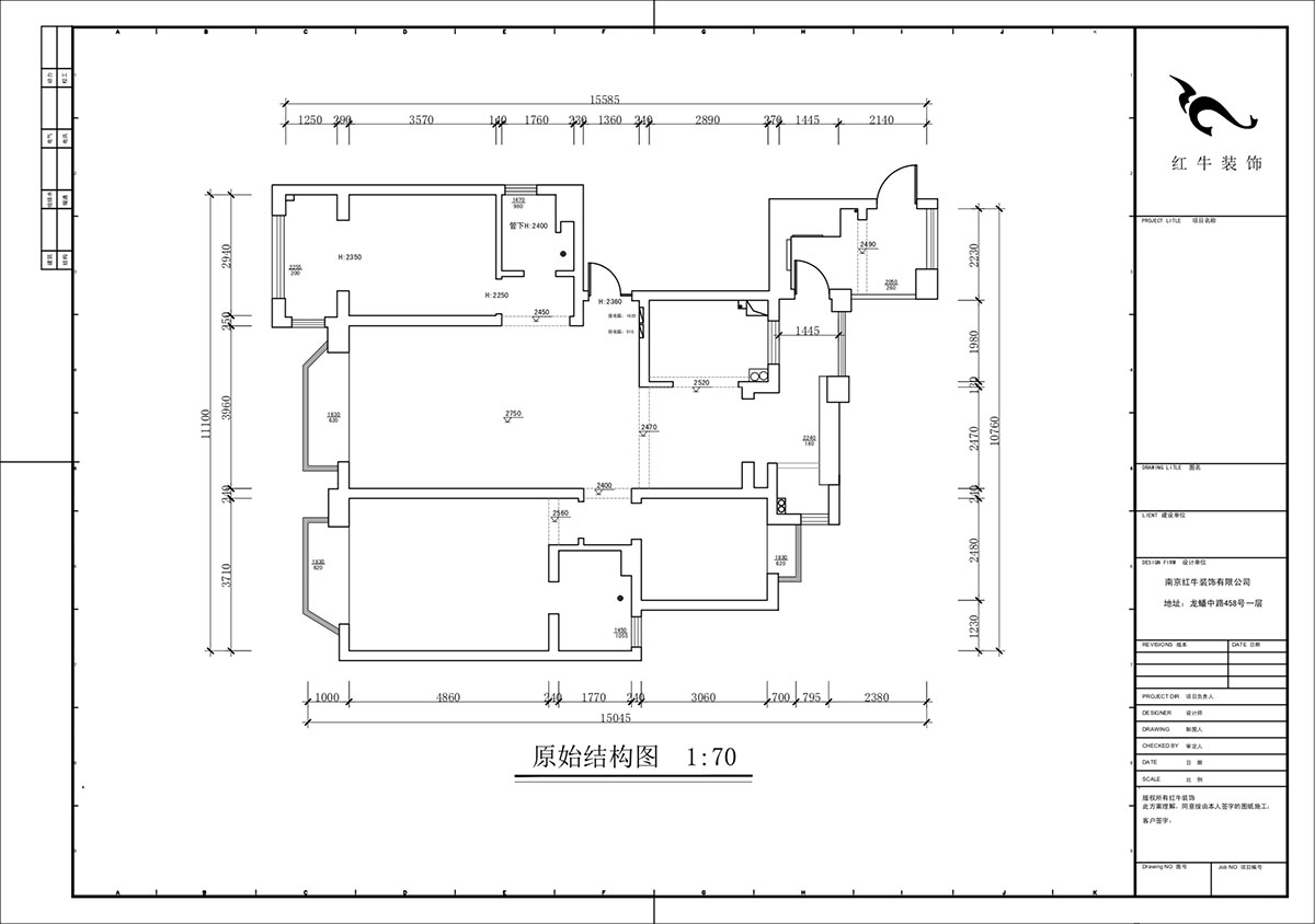 蒋琛｜御江金城11-3-2206-140㎡-法式奶油风格｜3室2厅2卫｜新房装修｜定制家｜全包23万｜00_01原始结构图