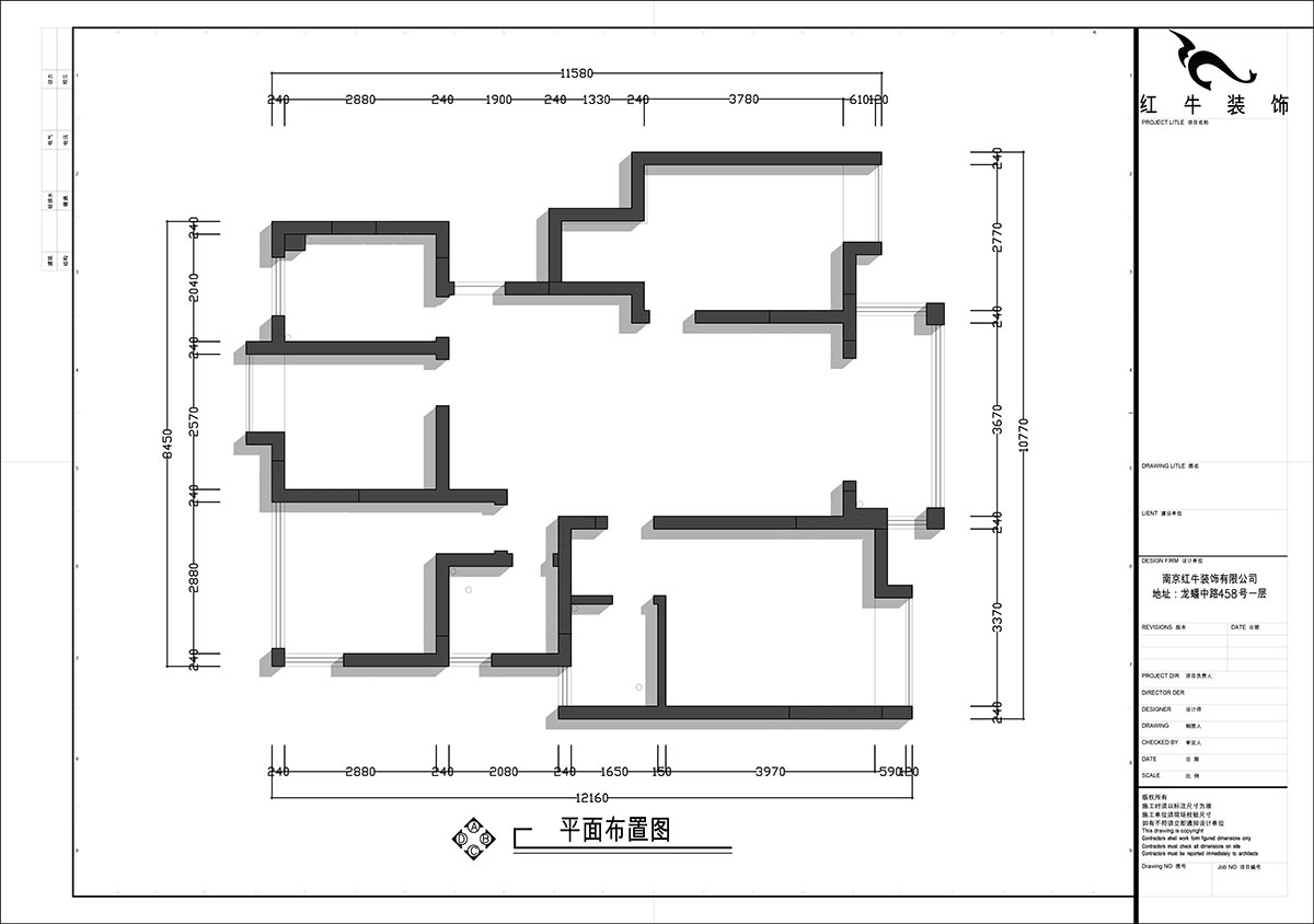 张智猿｜启迪城博园1-302-114㎡-现代风格｜3室2厅1卫｜新房装修｜定制家｜全包17万｜00_01原始结构图