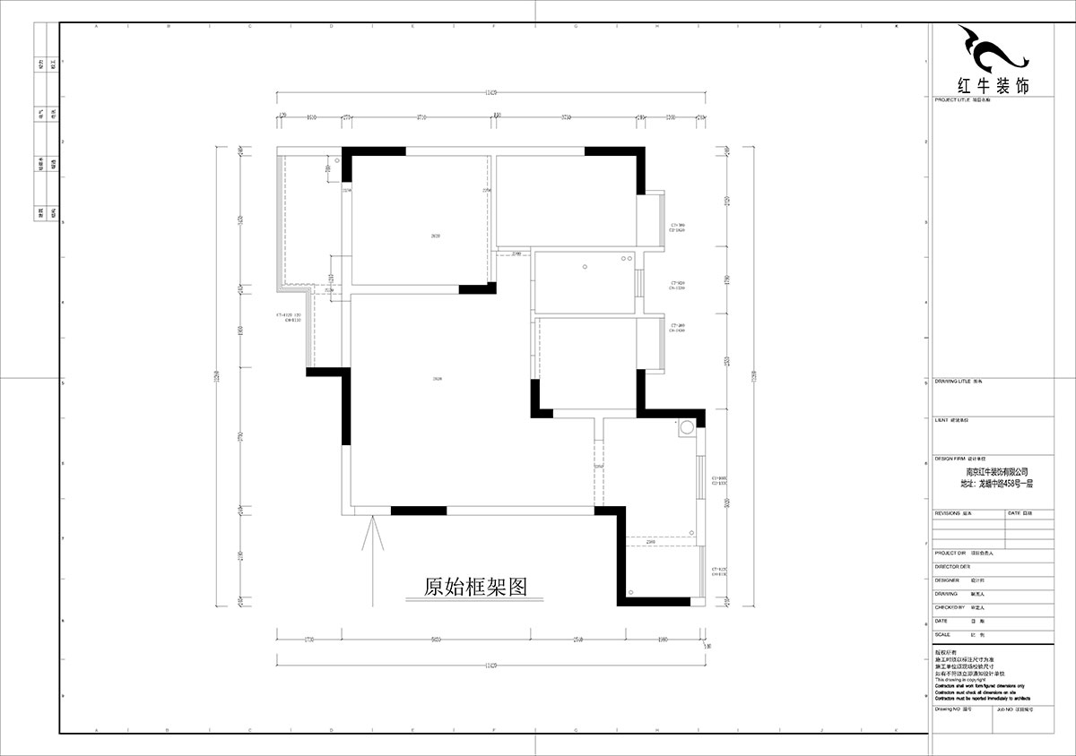 孟宪涛｜桥西苑2-1-1104-108㎡-简约风格｜3室2厅1卫｜老房装修｜定制家｜全包14万｜00_01原始框架图