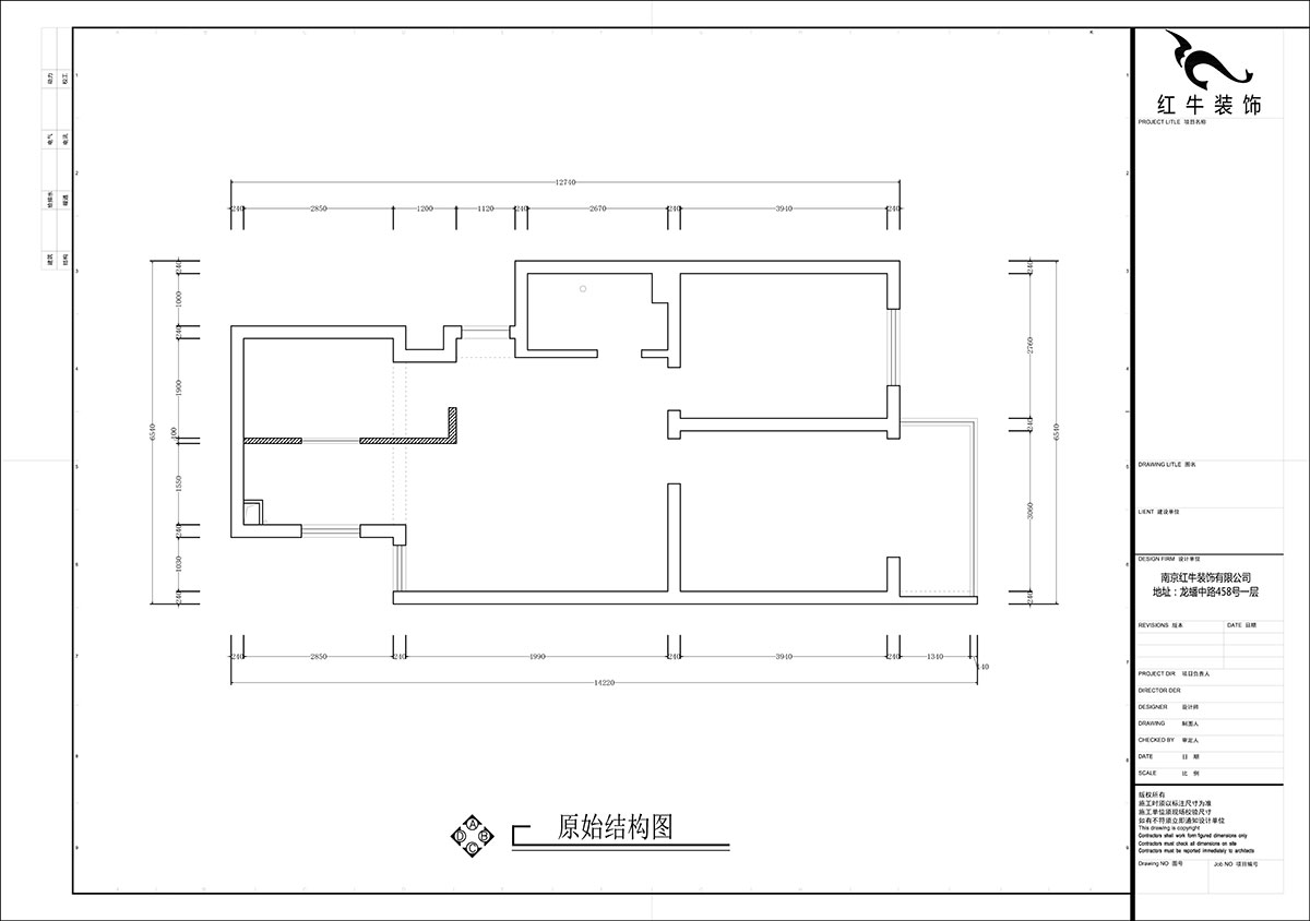 张智猿｜泰和园12-606-87㎡-现代风格｜2室1厅1卫｜老房装修｜定制家｜全包14万｜00_01原始结构图