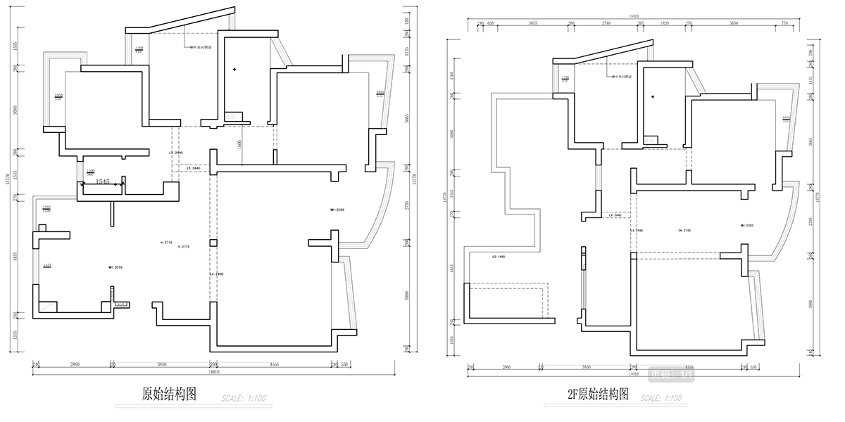 南京260㎡轻奢别墅装修，梦想与现实的交织，感受法式的浪漫01蒋琛｜城开家园6-1101-260㎡-现代法式轻奢风格｜5室4厅3卫｜老房装修｜定制家￥307777｜全包38万｜00_01原始结构图